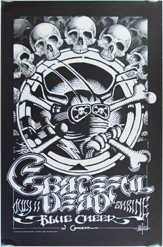 1972/1986 Rick Griffin Grateful Dead Blue Cheer Shrine Psychedelic Solution Commemorative Printing Poster Near Mint 83