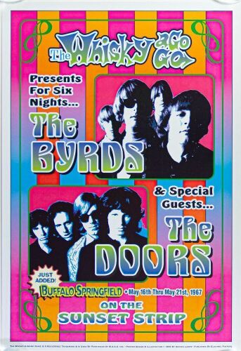 1967/1999 The Byrds The Doors The Whisky A Go Go Commemorative Poster Mint 90
