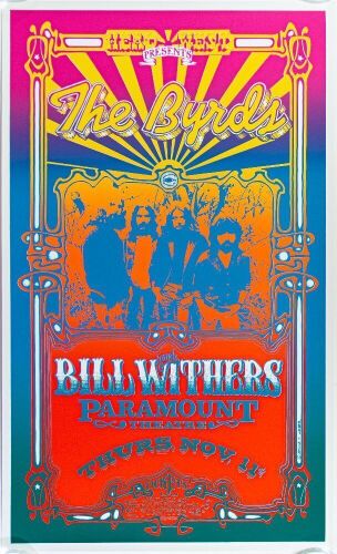 1971 Bruce Weber The Byrds Bill Withers Paramount Theatre RP Poster Near Mint 89