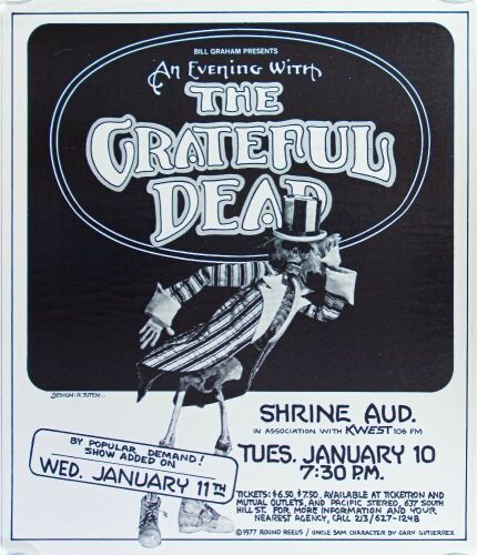 1978 Grateful Dead Shrine Auditorium Poster Excellent 77