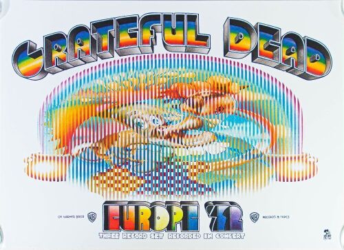 1972 Grateful Dead Europe 72 Warner Brothers Records Promotional Poster Near Mint 83