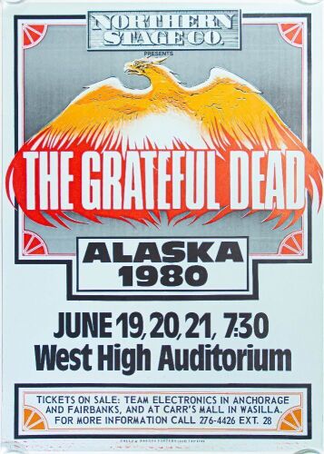 1980 AOR-4.140 Grateful Dead West High Auditorium Anchorage Poster Excellent 71