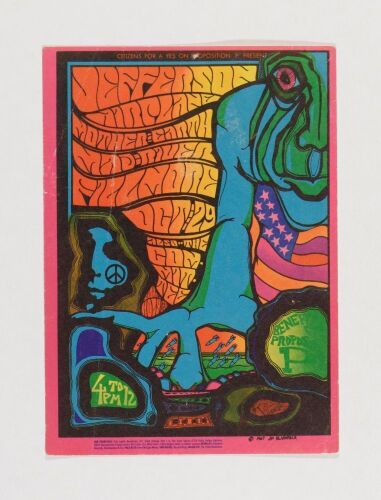 1967 AOR-2.89 Jefferson Airplane Fillmore Auditorium Yes on Proposition P Benefit Handbill Extra Fine 69