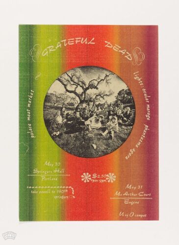 1969 Grateful Dead Springer's Hall Portland & McArthur Court Eugene Handbill Excellent 79