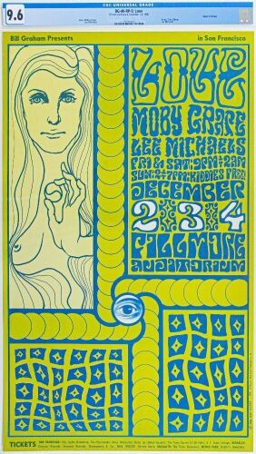 1966 BG-40 Love Moby Grape Fillmore Auditorium RP5 Poster CGC 9.6