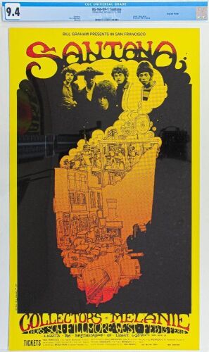 1969 BG-160 Santana The Collectors Fillmore West Poster CGC 9.4