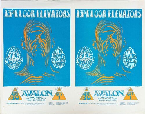 1966 FD-28 The 13th Floor Elevators Avalon Ballroom RP2 Uncut Poster Excellent 71