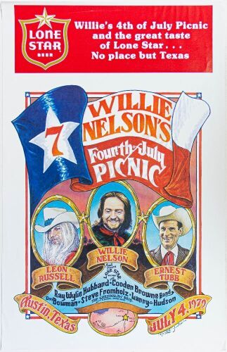 1979 Willie Nelson's 4th of July Picnic Austin Poster Excellent 79