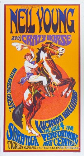 2003 Bob Masse Neil Young Crazy Horse Lucinda Williams Saratoga Performing Arts Center Poster Near Mint 81
