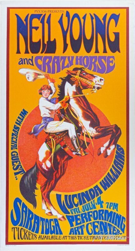 2003 Bob Masse Neil Young Crazy Horse Lucinda Williams Saratoga Performing Arts Center Poster Near Mint 81