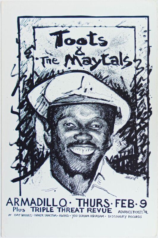 1978 Toots & the Maytals Armadillo World Headquarters Austin Poster Excellent 77