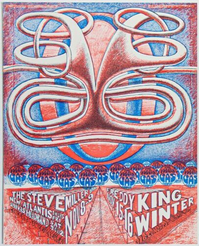 1968 VG-681108 Jim Franklin Steve Miller Band Freddie King Vulcan Gas Company Austin Handbill Near Mint 87