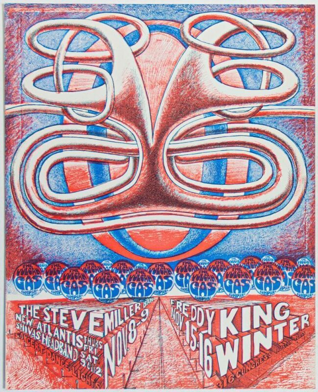 1968 VG-681108 Jim Franklin Steve Miller Band Freddie King Vulcan Gas Company Austin Handbill Near Mint 87