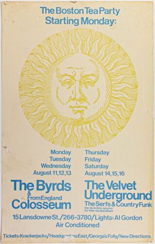 1969 The Byrds Velvet Underground Boston Tea Party Poster Extra Fine 63