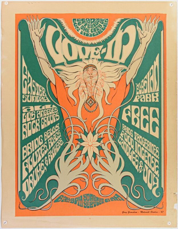 1967 AOR-3.53 Gary Grimshaw The Turtles Iron Butterfly Love In Elysian Park Poster Extra Fine 61