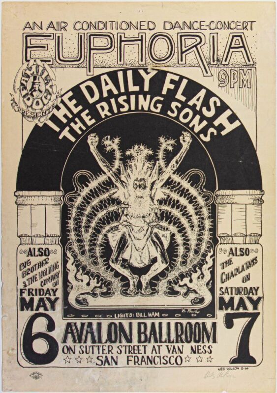 1966 FD-7 Big Brother Daily Flash Euphoria Avalon Ballroom Signed Wilson Poster Fine 57