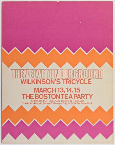 1969 Velvet Underground The Boston Tea Party Flyer MOUNTED