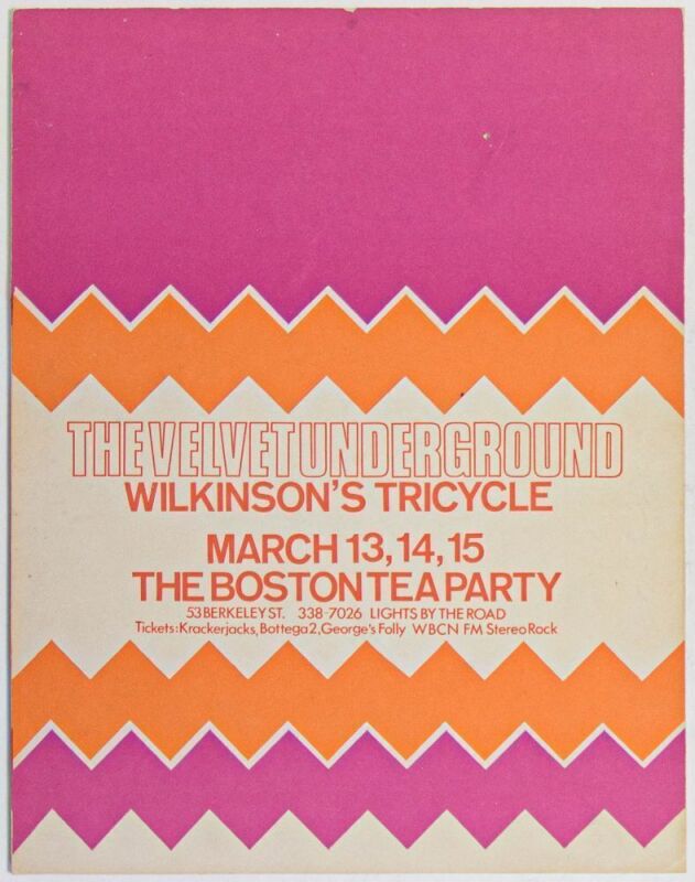 1969 Velvet Underground The Boston Tea Party Flyer MOUNTED