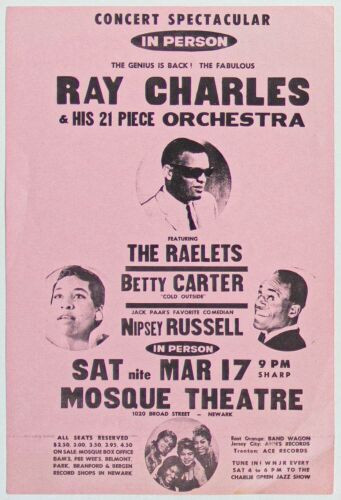 1962 Ray Charles Mosque Theatre Richmond Flyer Excellent 79