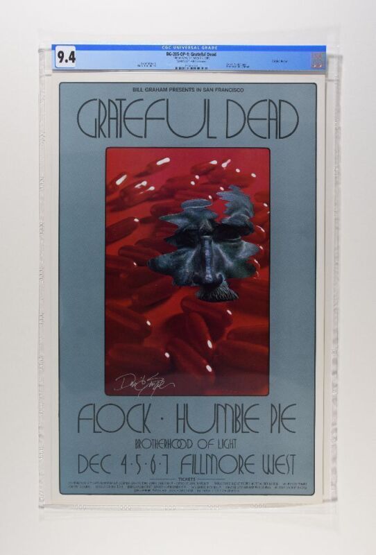 1969 BG-205 Grateful Dead Humble Pie Fillmore West Signed Singer Poster CGC 9.4