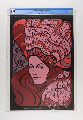 1967 BG-89 Eric Burdon & The Animals Hour Glass Fillmore Signed Burdon Poster CGC 9.0