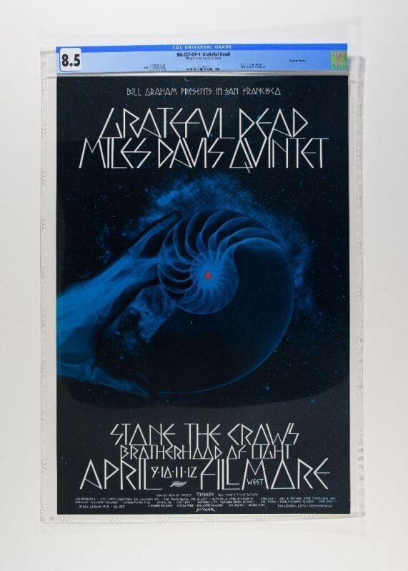 1970 BG-227 Grateful Dead Miles Davis Quintet Fillmore West Poster CGC 8.5