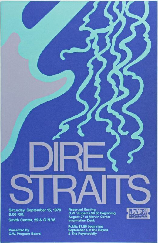 1979 Dire Straits The Smith Center George Washington University Washington DC Poster Near Mint 89