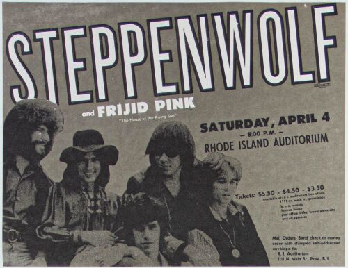 1970 Steppenwolf The Rhode Island Auditorium Flyer Mint 91