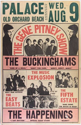 1967 Gene Pitney The Buckinghams The Palace Old Orchard Beach Maine Cardboard Poster Extra Fine 61