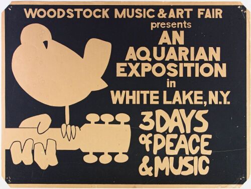 1969 AOR-3.1 Woodstock Festival Rare Black & White Prototype Poster Fine 59