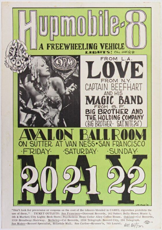 1966 FD-9 Love Captain Beefheart Big Brother Avalon Ballroom Signed Wilson Poster Extra Fine 65