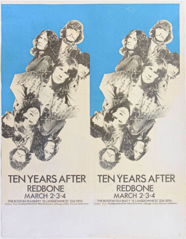 1970 Ten Years After Redbone Boston Tea Party Uncut Poster Fine 55 RESTORED