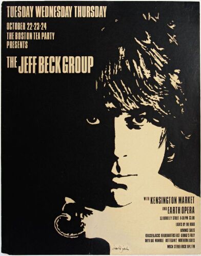 1968 The Jeff Beck Group Kensington Market Earth Opera The Boston Tea Party Poster Fine 57 RESTORED