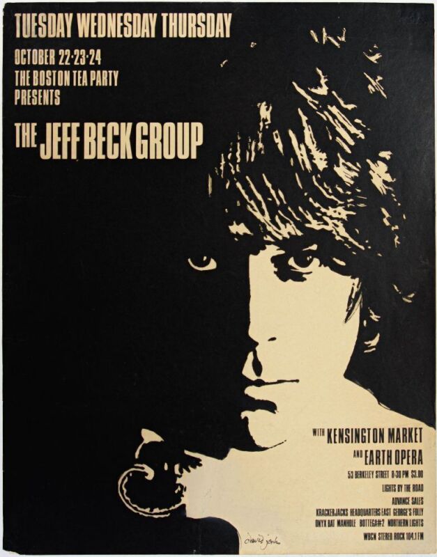 1968 The Jeff Beck Group Kensington Market Earth Opera The Boston Tea Party Poster Fine 57 RESTORED