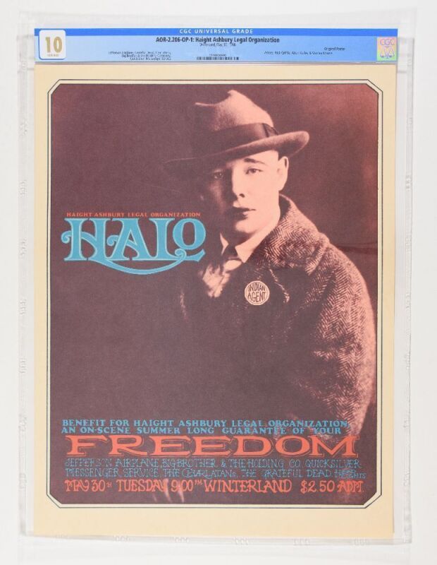 1966 AOR-2.206 Grateful Dead HALO Benefit Winterland Poster CGC 10