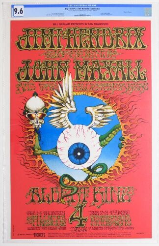 1968 BG-105 Jimi Hendrix Winterland & Fillmore Auditorium RP2 Poster CGC 9.6