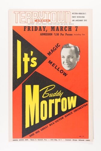 1958 Buddy Morrow & His Great RCA Victor Dance Orchestra The Terrytown Arena Cardboard Poster Near Mint 87