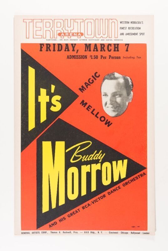 1958 Buddy Morrow & His Great RCA Victor Dance Orchestra The Terrytown Arena Cardboard Poster Near Mint 87