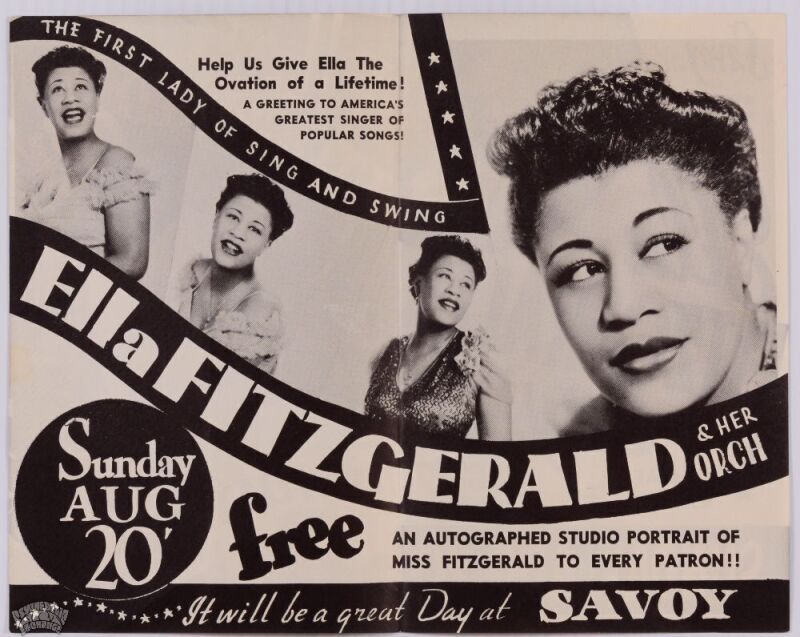 1939 Ella Fitzgerald & Her Orchestra The Savoy Harlem New York Program Excellent 75