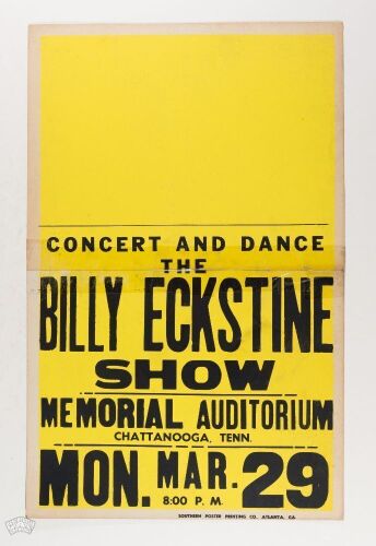 1954 The Billy Eckstine Show Memorial Auditorium Chattanooga Cardboard Poster Fine 50