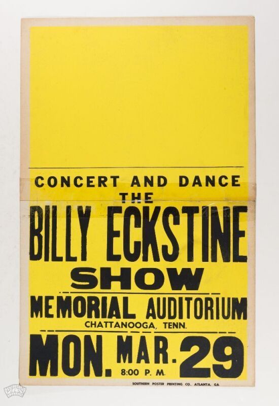 1954 The Billy Eckstine Show Memorial Auditorium Chattanooga Cardboard Poster Fine 50