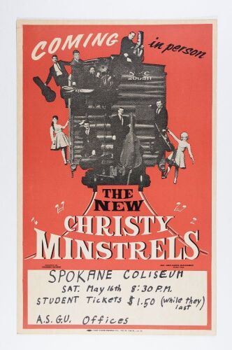 1964 Randy Sparks The New Christy Minstrels Spokane Coliseum Cardboard Poster Excellent 79