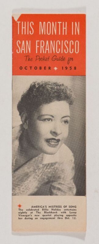 1958 Billie Holiday The Black Hawk Nightclub San Francisco Guide Book Brochure Extra Fine 61