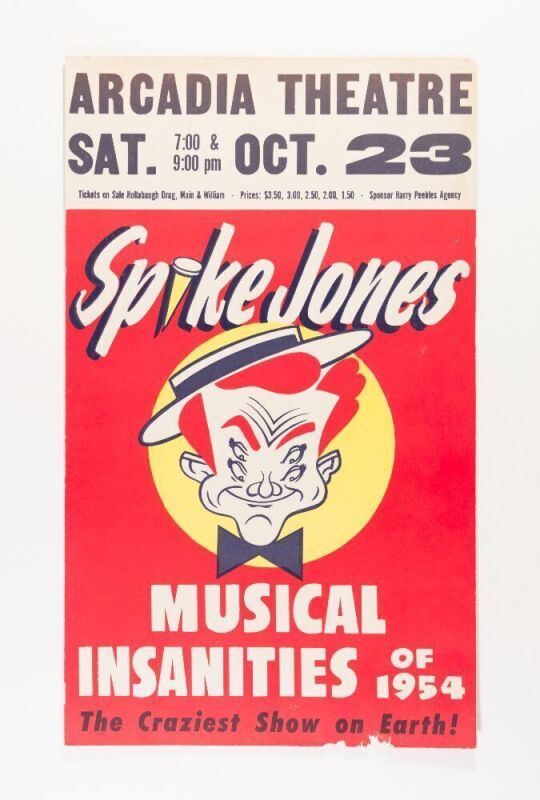 1954 Spike Jones Musical Insanities The Arcadia Theatre Cardboard Poster Extra Fine 61