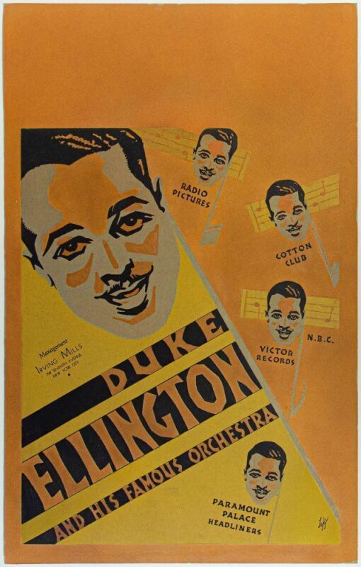 1930s Duke Ellington & His Famous Orchestra Irving Mills Management Promo Tour Blank Cardboard Poster Near Mint 81