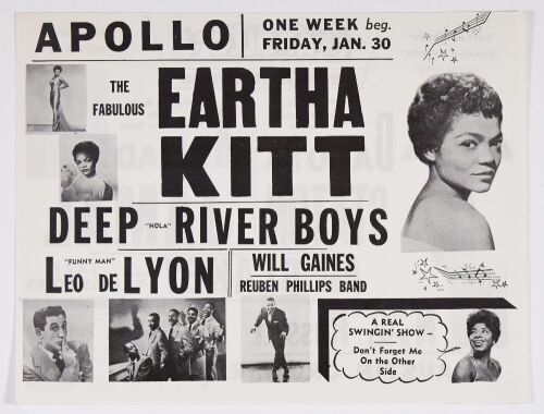 1953 Eartha Kitt Dakota Staton The Apollo Theater New York Flyer Mint 95