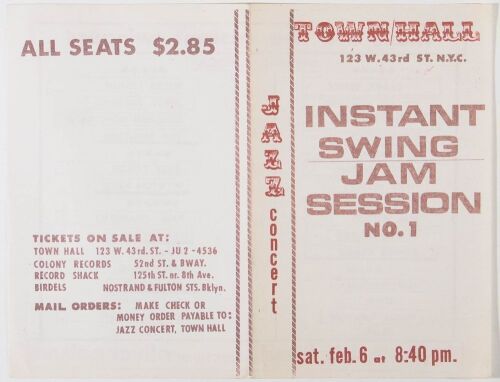 1960 Clark Terry Freddie Hubbard The Instant Swing Jam Session Town Hall New York Program Excellent 77