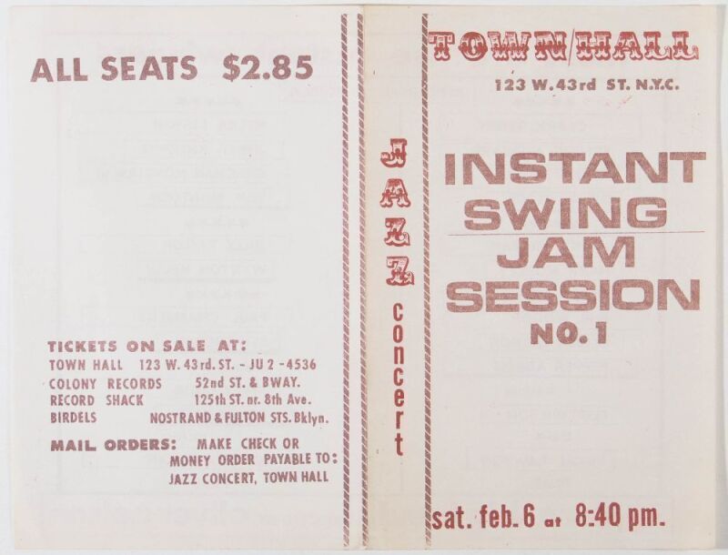 1960 Clark Terry Freddie Hubbard The Instant Swing Jam Session Town Hall New York Program Excellent 77
