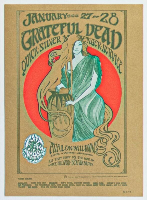 1967 FD-45 Grateful Dead Quicksilver Messenger Service Avalon Ballroom Postcard Near Mint 87