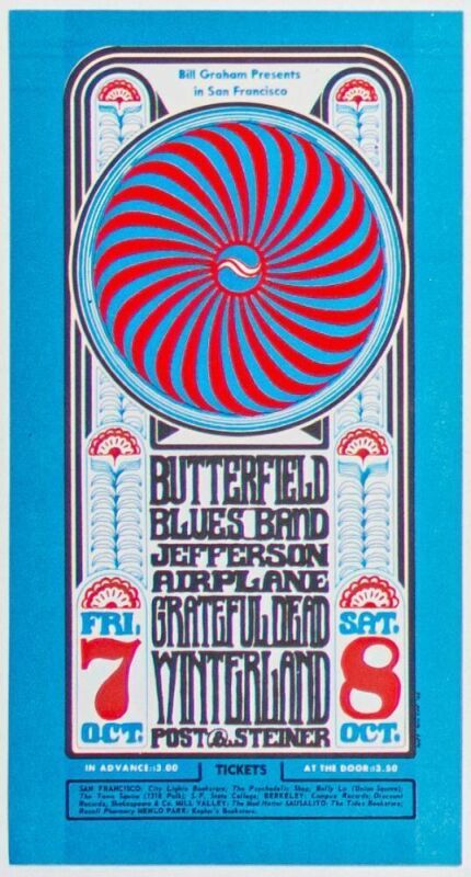1966 BG-30 Grateful Dead Jefferson Airplane Paul Butterfield Winterland Handbill Mint 90